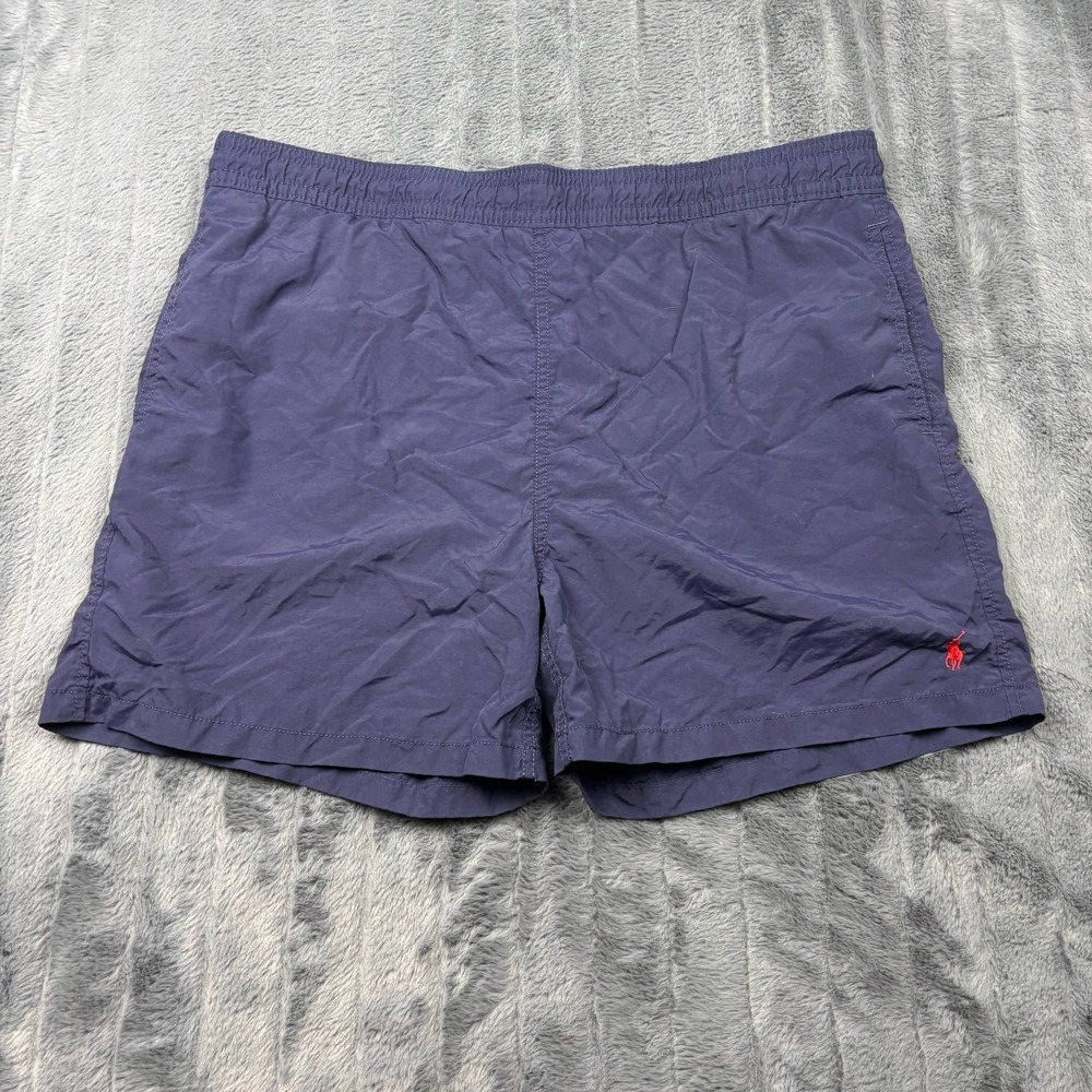 Polo Ralph Lauren Mens Navy Blue Swim Trunks Shorts Red Pony Size L RN 41381
